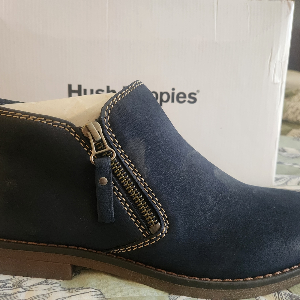 Hush Puppies Navy Suede Side-Zip Ankle Boot